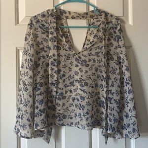 Lucky Brand Sheer Choker Tie Top